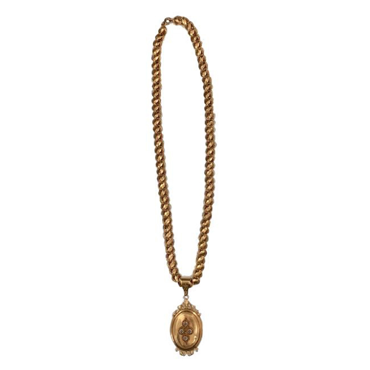Victorian 16 Karat Yellow Gold Oval Pendant Necklace Official Tara Shaw