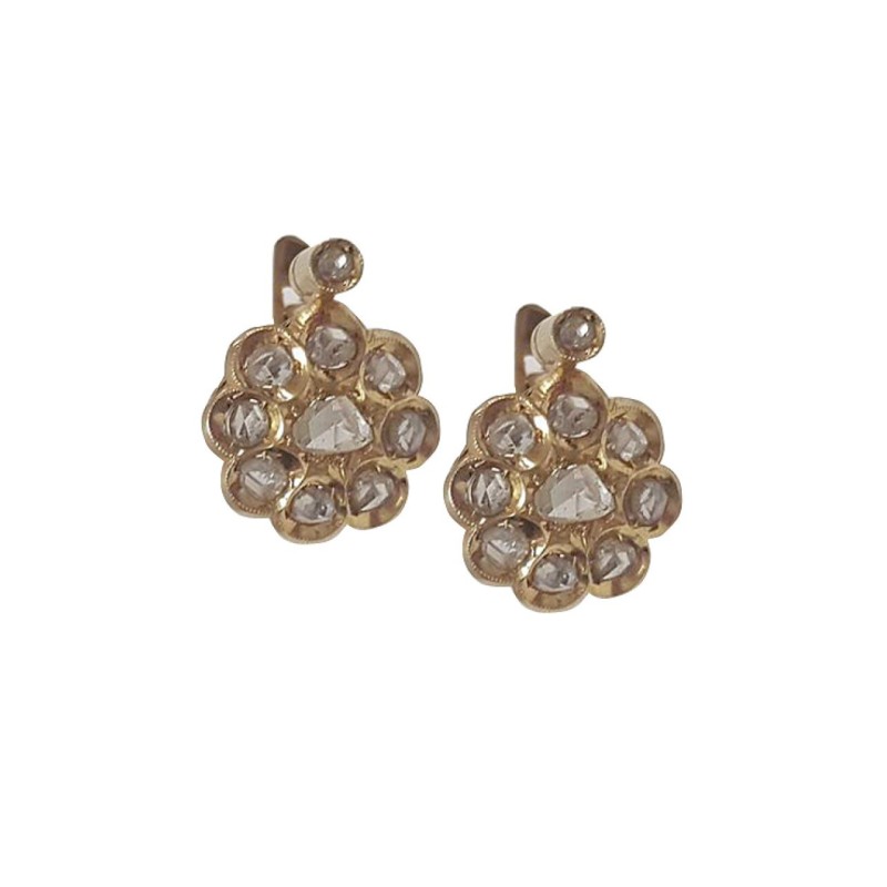 1.20 ct. Rose Cut Diamond Cluster Earrings