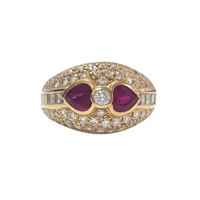 Contemporary 1.15 ct Diamond and 1.07 ct Ruby Ring
