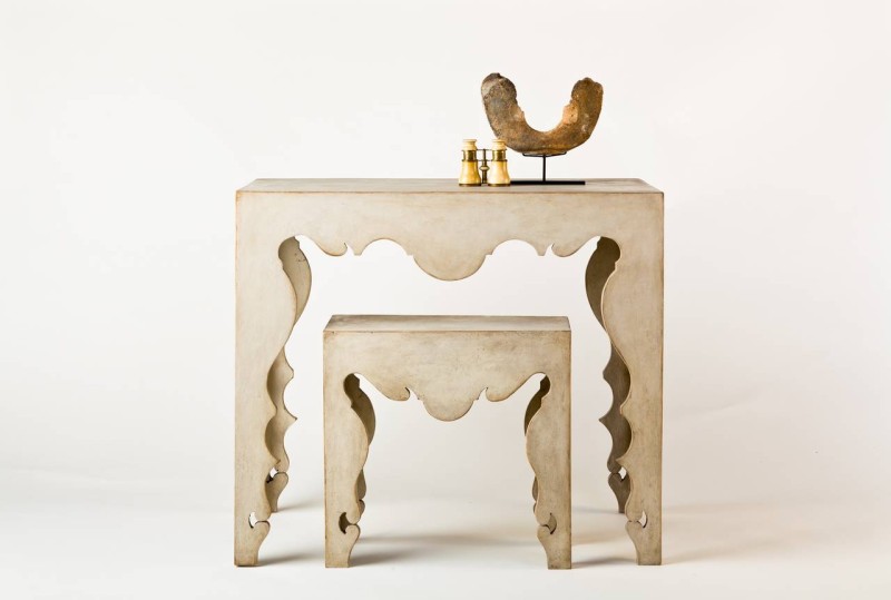 Contemporary Rococo Martini Side Table with Painted Swedish Finish - Image 2