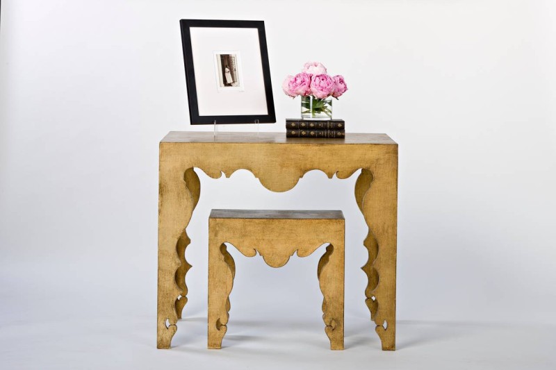 Contemporary Rococo Martini Side Table in Gold Leaf - Image 2