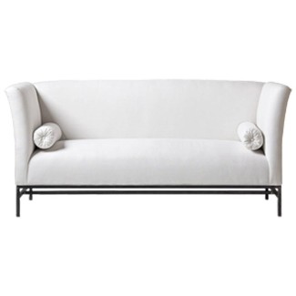 Contemporary Linen Sofa with Iron Base