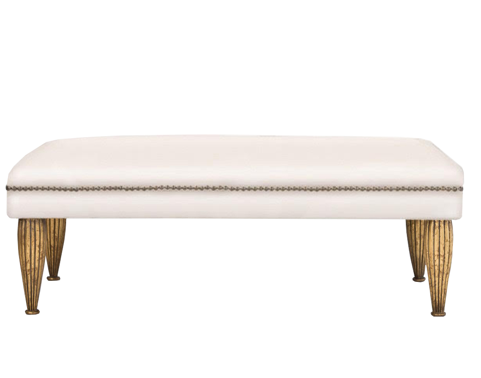 Official Tara Shaw Upholstered Bench With Gilded Legs