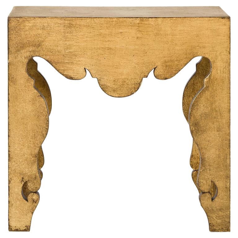 Contemporary Rococo Martini Side Table in Gold Leaf