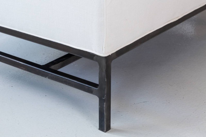 Contemporary Loveseat in Linen with Iron Base - Image 4