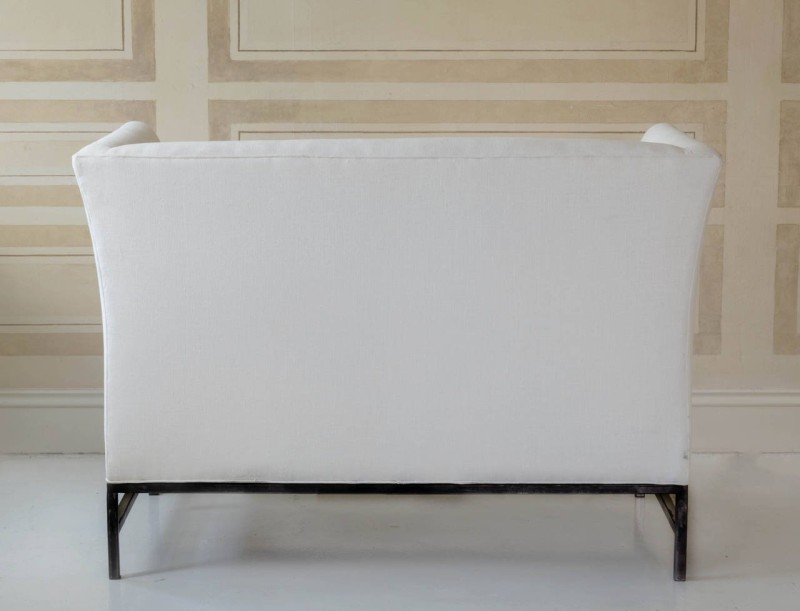 Contemporary Loveseat in Linen with Iron Base - Image 3