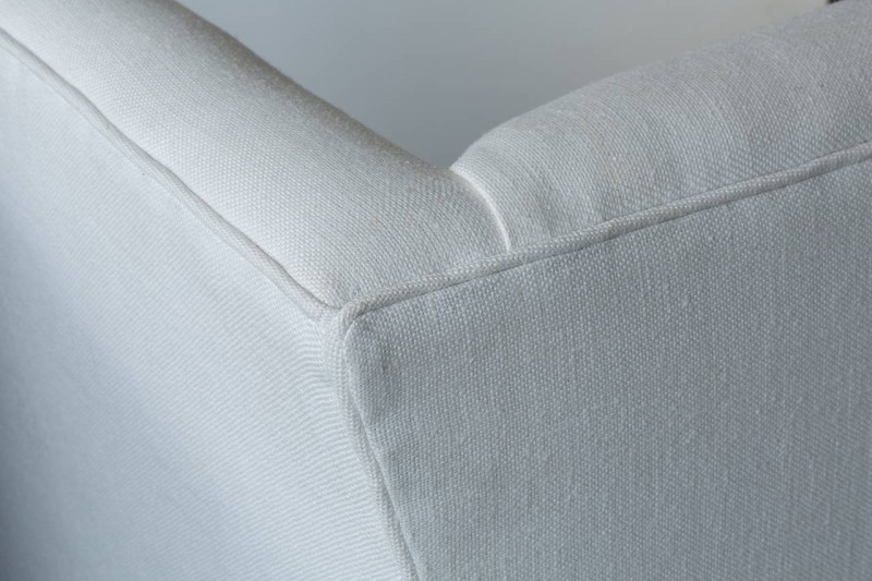 Contemporary Loveseat in Linen with Iron Base - Image 6