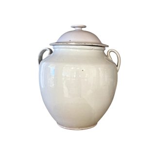 Provincial French White Egg Jar with Lid (2 available)