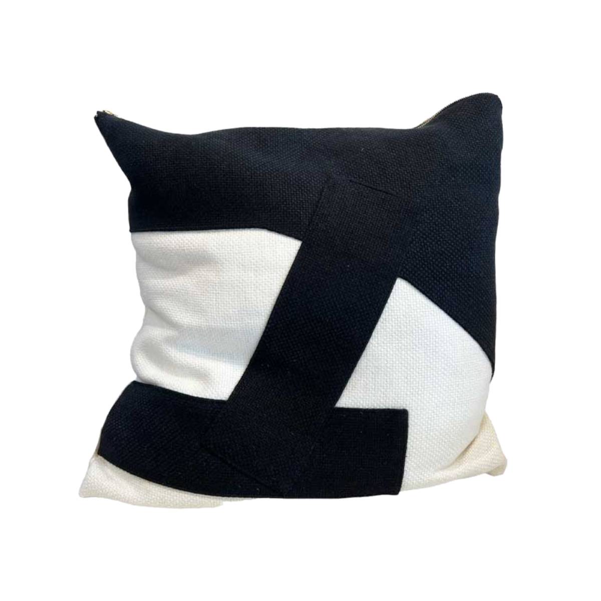 Heavy Black Belgian Linen on Oyster Pillow