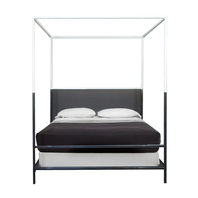 Two Tone Canopy Bed with Linen Headboard - Image 4