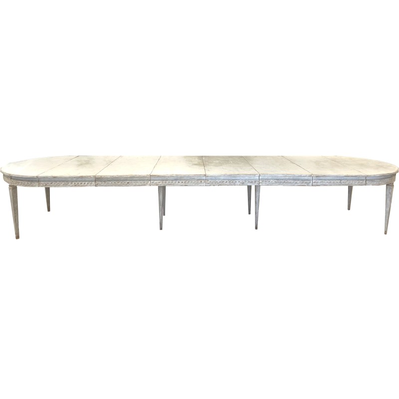 19c Swedish Elongated 6 Leaf Extension Table
