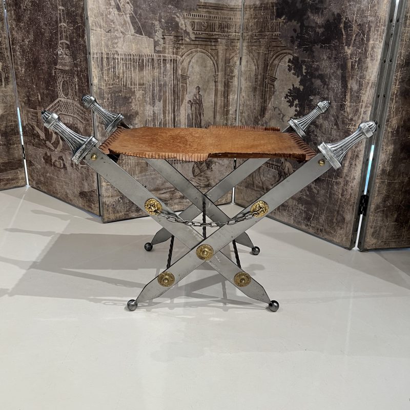 Pair of Metal & Leather Stools - Image 10