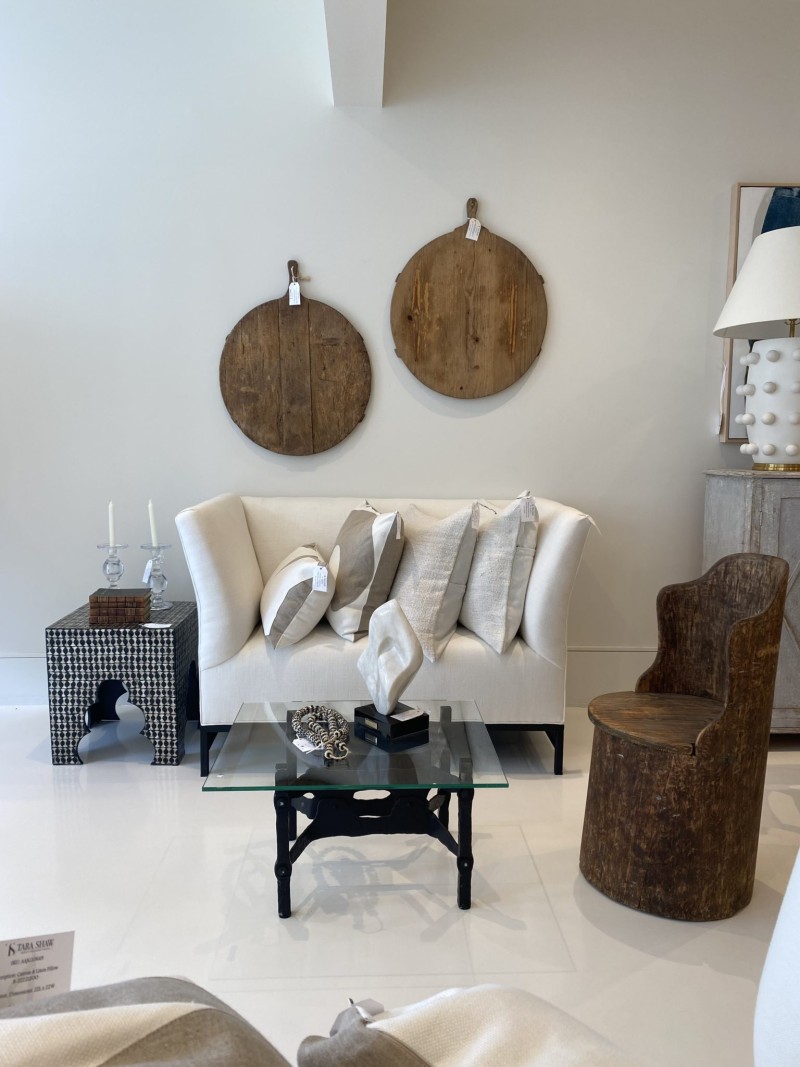 Contemporary Loveseat in Linen with Iron Base - Image 7