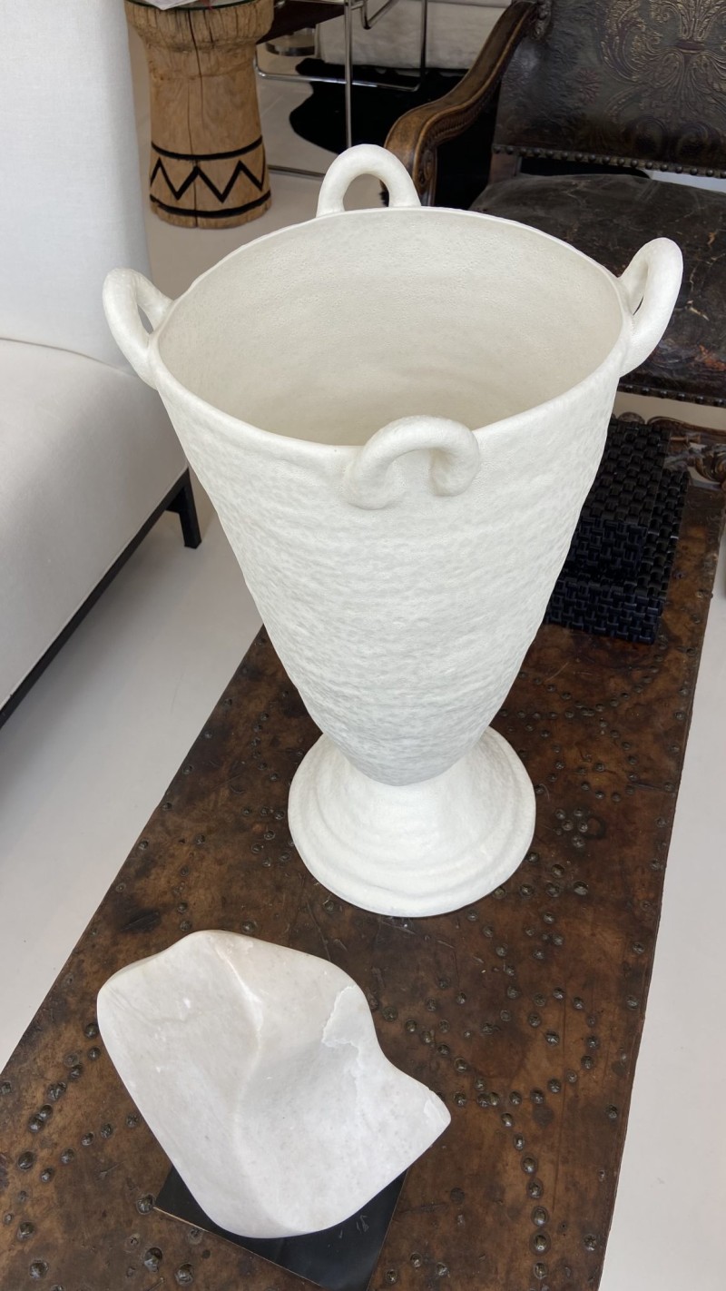 Tall White Vase - Image 3
