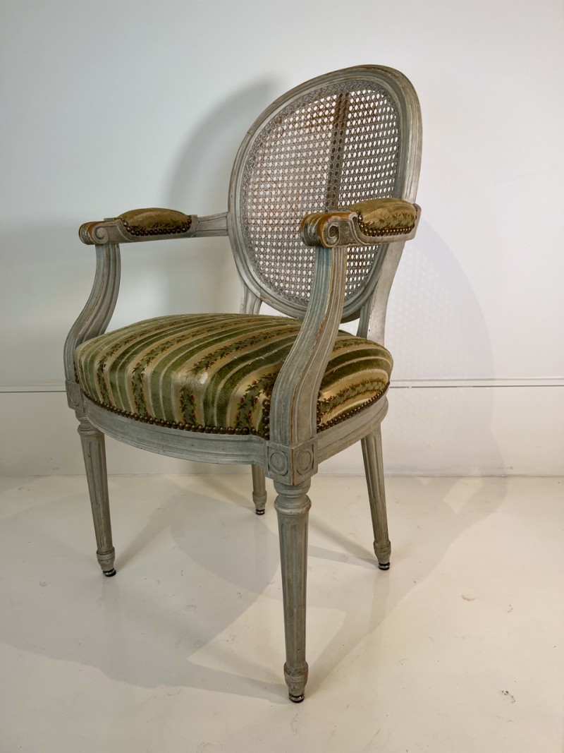 Set of 6 Painted & Caned Louis XVI Style Dining Chairs - Image 13