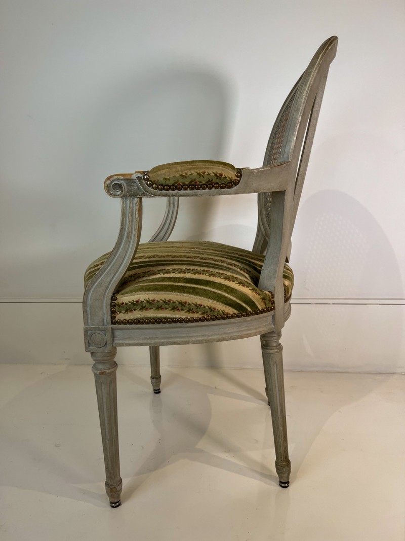 Set of 6 Painted & Caned Louis XVI Style Dining Chairs - Image 14