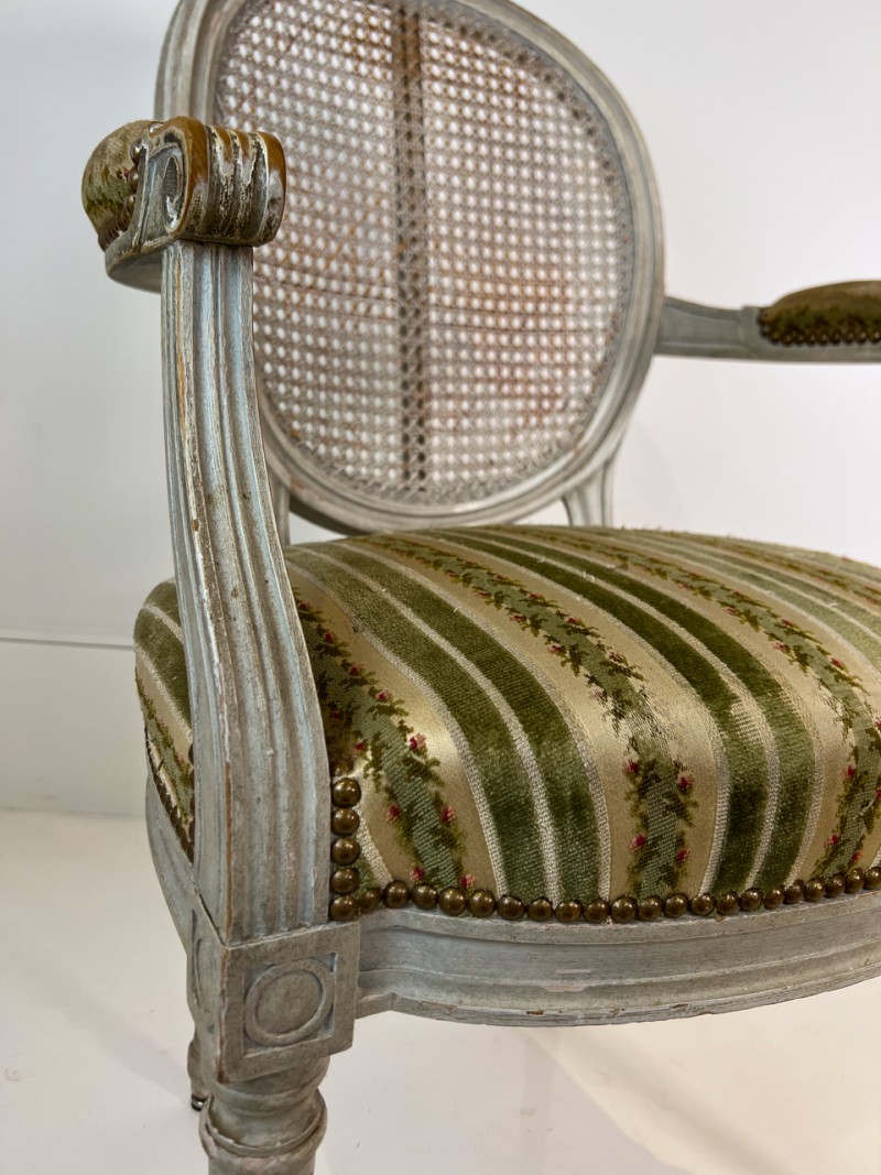 Set of 6 Painted & Caned Louis XVI Style Dining Chairs - Image 17