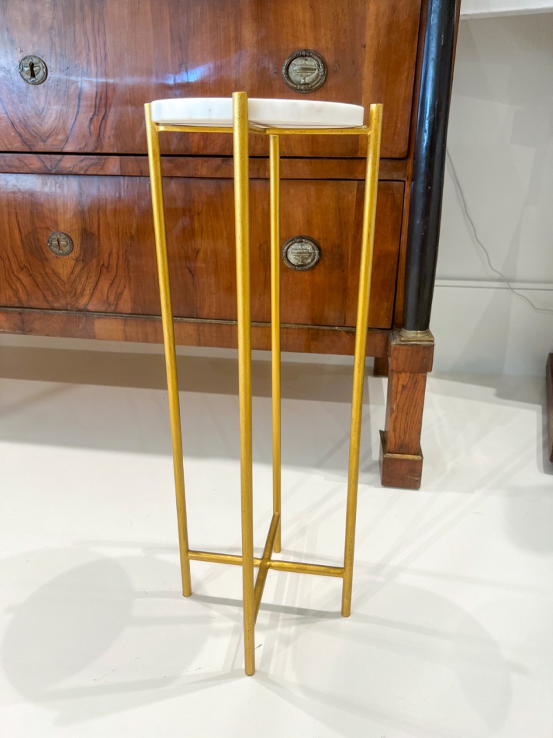 Round White Marble & Iron Side Table - Image 6