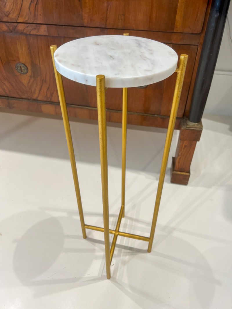 Round White Marble & Iron Side Table - Image 5
