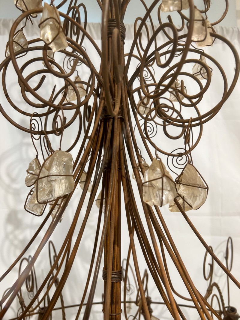 Contemporary Rock Crystal & Iron Chandelier - Image 2
