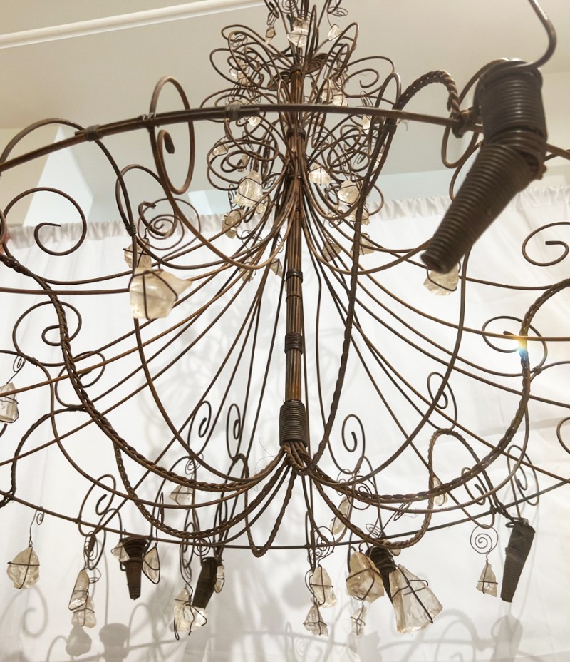Contemporary Rock Crystal & Iron Chandelier - Image 5