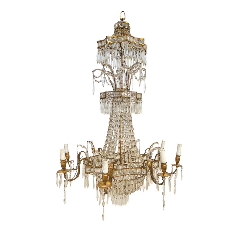 19th Century Swedish 8 Light Chandelier