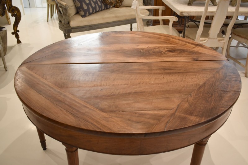 19th Century Walnut Parquetry Demilune Table - Image 3