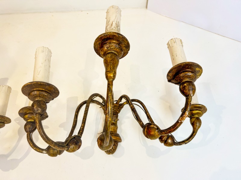 Pair of Sconces, 18th Century Italian 5 Light Giltwood Wall Sconces - Image 8