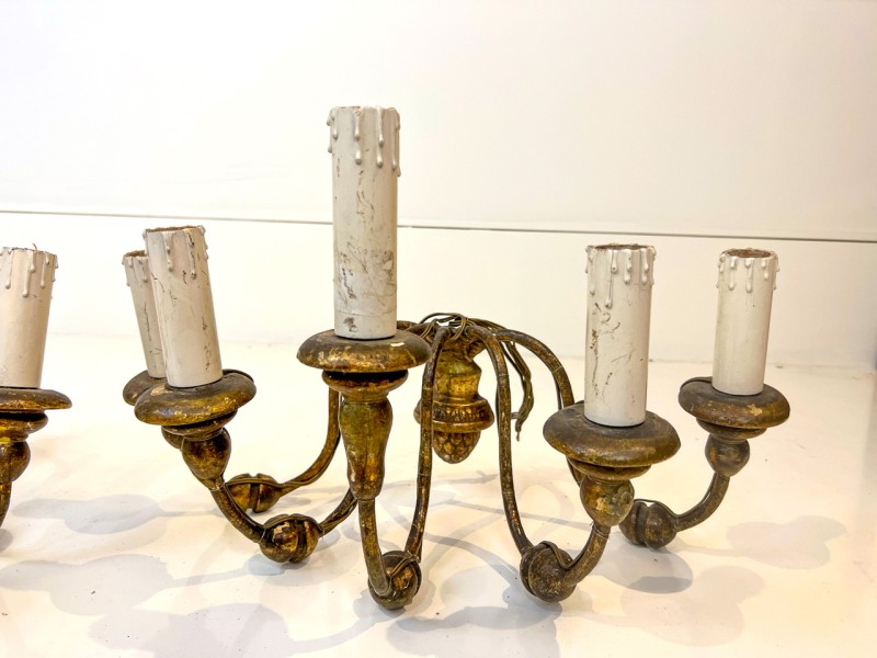 Pair of Sconces, 18th Century Italian 5 Light Giltwood Wall Sconces - Image 3