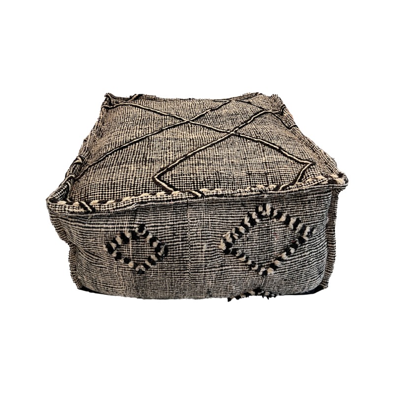 Pouf, Large Square Indian, Black and White - Image 2