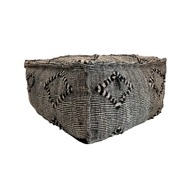 Pouf, Large Square Indian, Black and White