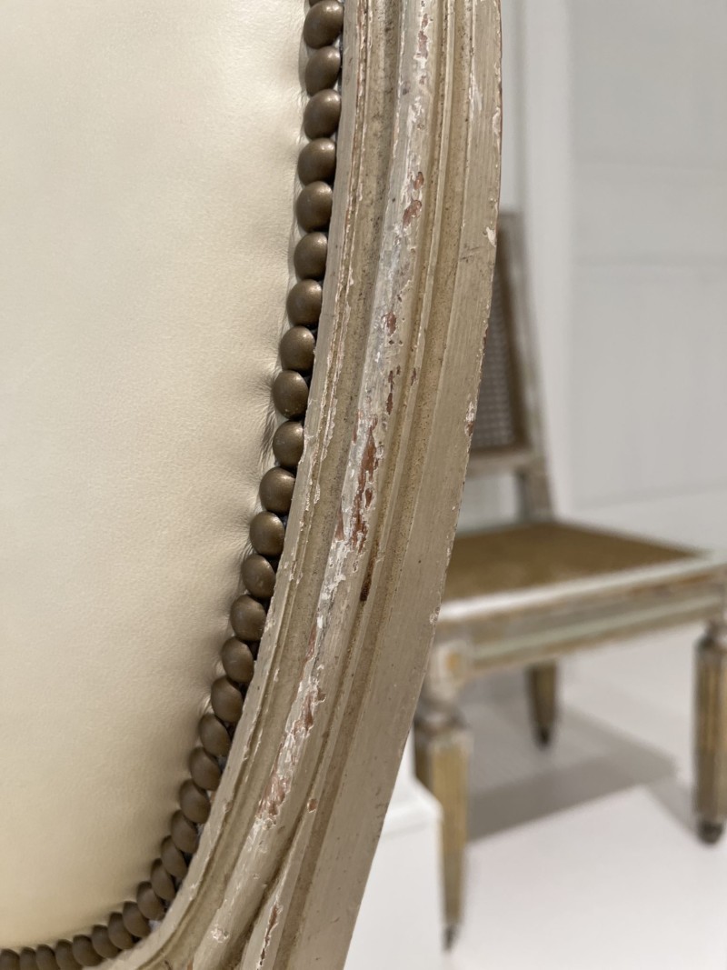 Set of 12 Oval Back Chairs with Leather - Image 7