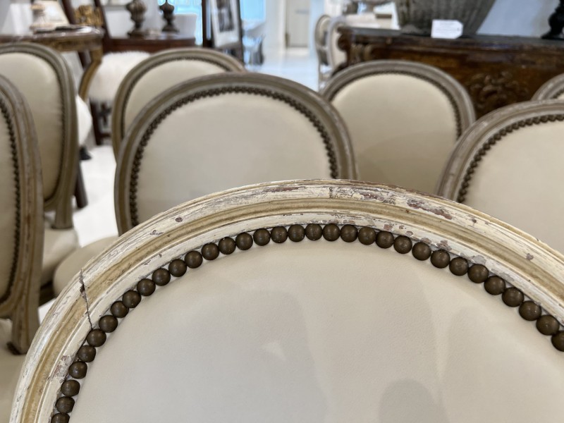 Set of 12 Oval Back Chairs with Leather - Image 11
