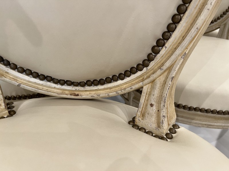 Set of 12 Oval Back Chairs with Leather - Image 12