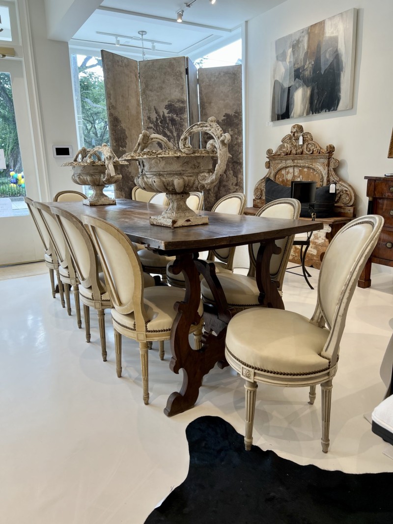 Set of 12 Oval Back Chairs with Leather - Image 14