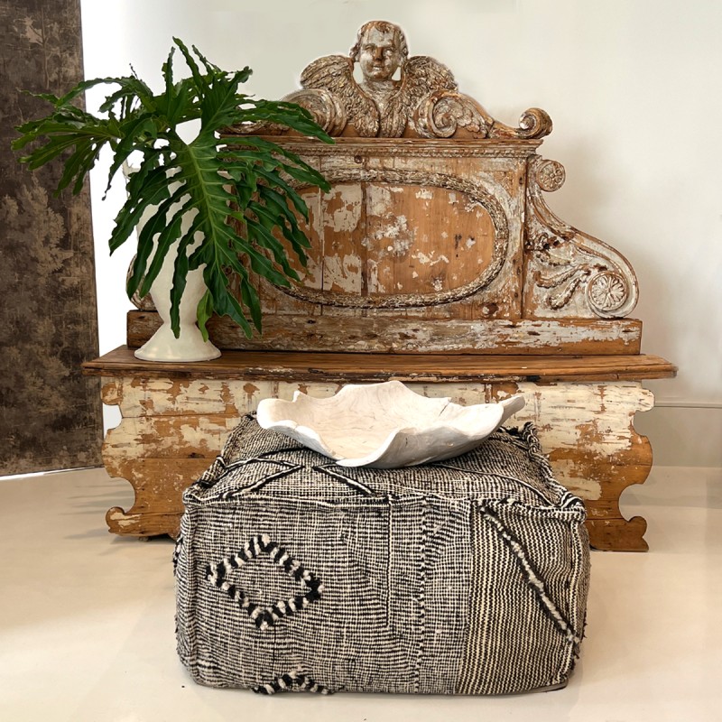 Pouf, Large Square Indian, Black and White - Image 4