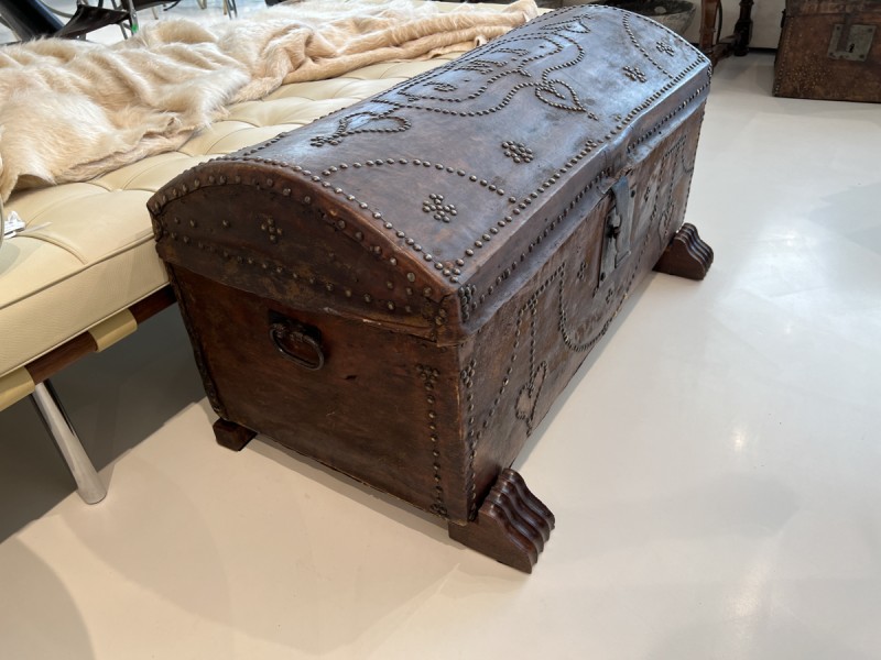 19c Leather Trunk on Stand - JMB Monogram - Image 3