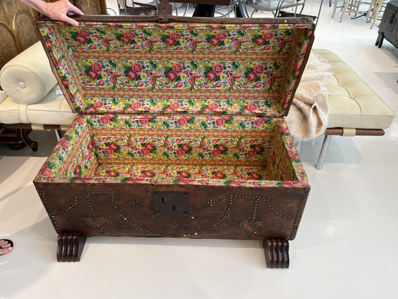 19c Leather Trunk on Stand - JMB Monogram - Image 7
