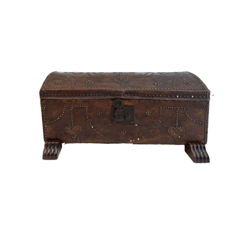 19c Leather Trunk on Stand - JMB Monogram