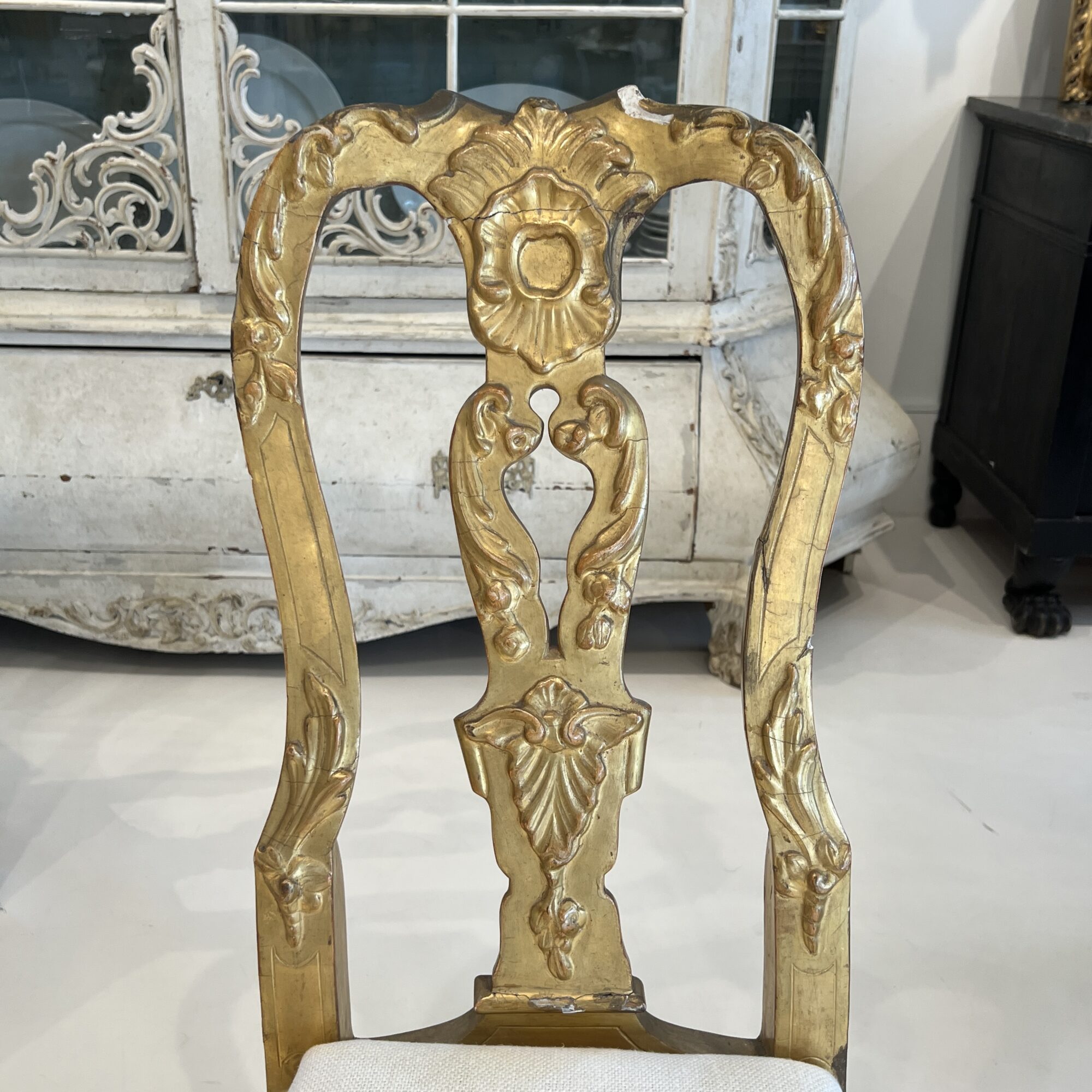 Set of 4 18c Italian Gilded Chairs from Lucca - Image 8