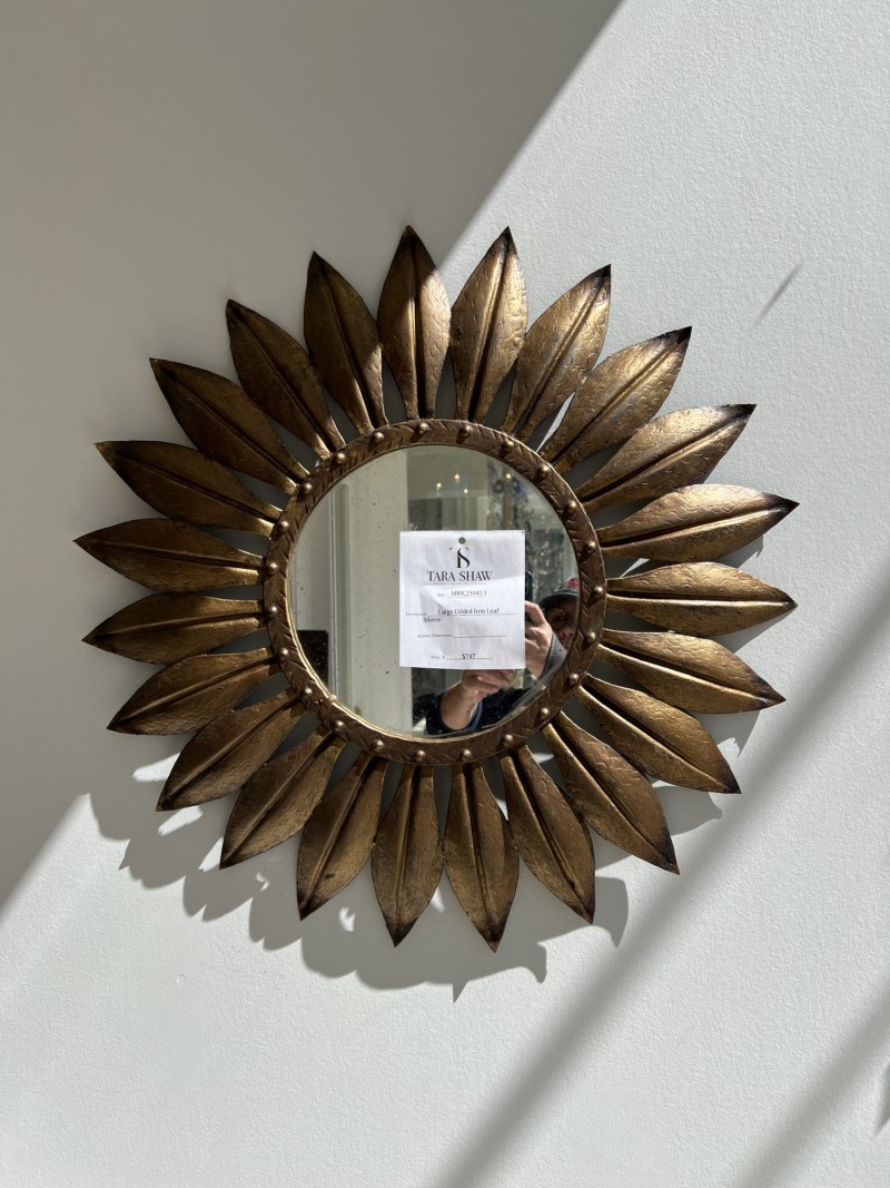 Large Gilded Iron Leaf Mirror - Image 2