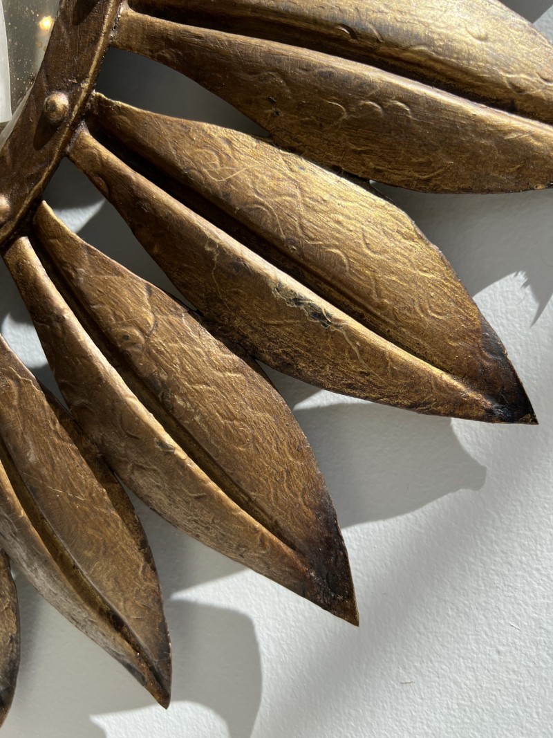 Large Gilded Iron Leaf Mirror - Image 4