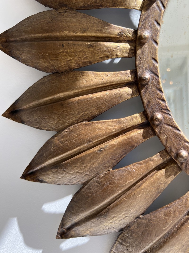 Large Gilded Iron Leaf Mirror - Image 3