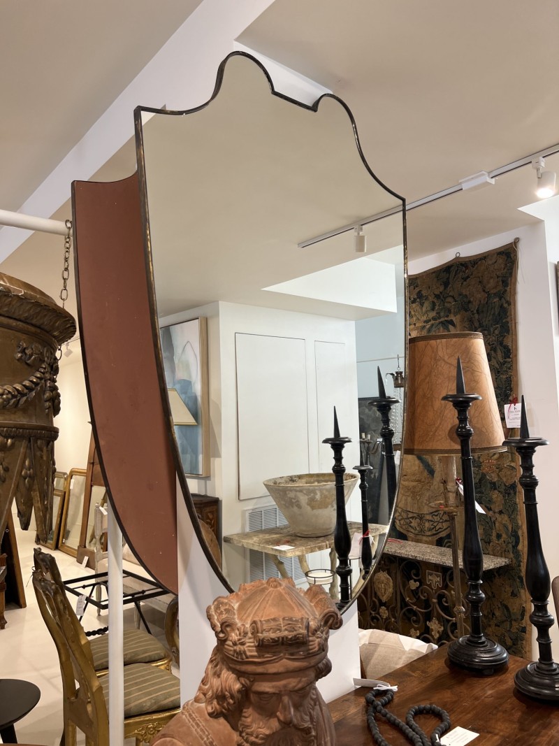 Large Brass Italian Shield Mirror - Image 3