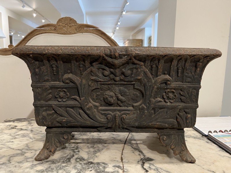 18c Black Rectangular Directoire Iron Jardiniere - Image 5