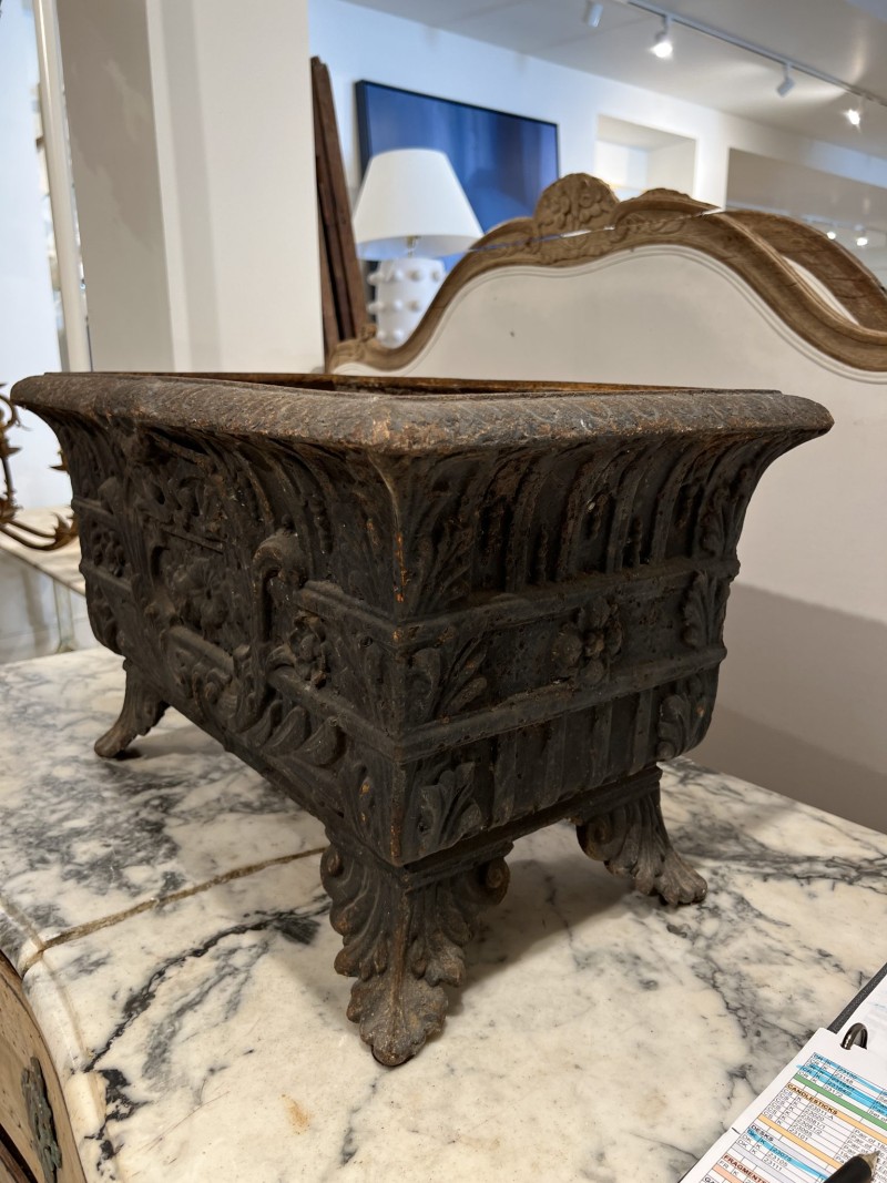 18c Black Rectangular Directoire Iron Jardiniere - Image 4