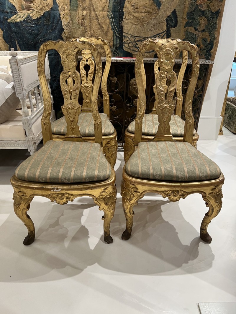 Set of 4 18c Italian Gilded Chairs from Lucca - Image 10