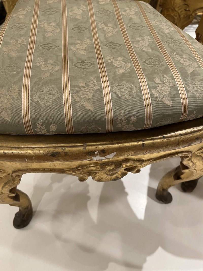 Set of 4 18c Italian Gilded Chairs from Lucca - Image 9