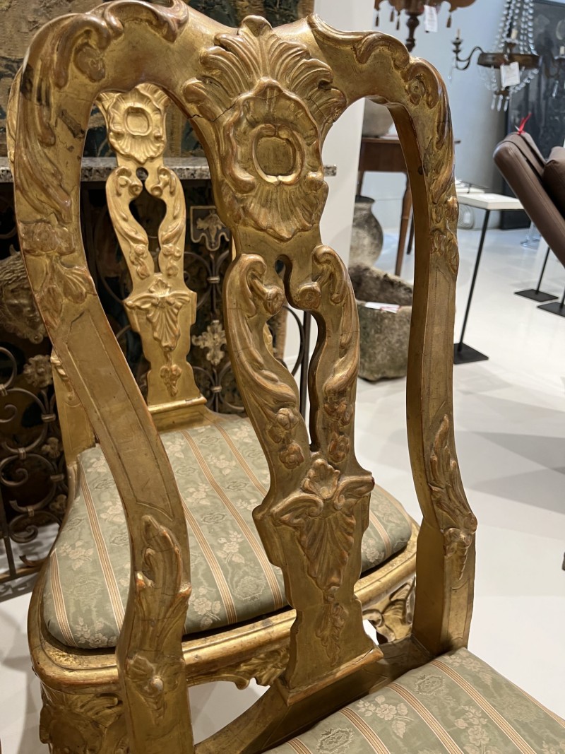 Set of 4 18c Italian Gilded Chairs from Lucca - Image 8