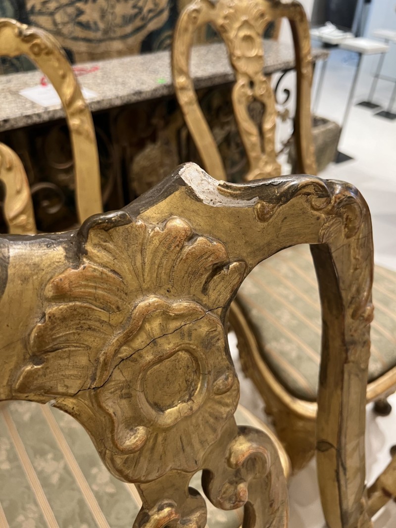 Set of 4 18c Italian Gilded Chairs from Lucca - Image 7